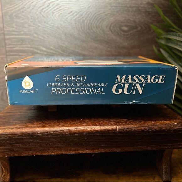 Pursonic 6-Speed Cordless Massage Gun with Attachments in Silver/Black. NIB! - Picture 8 of 9